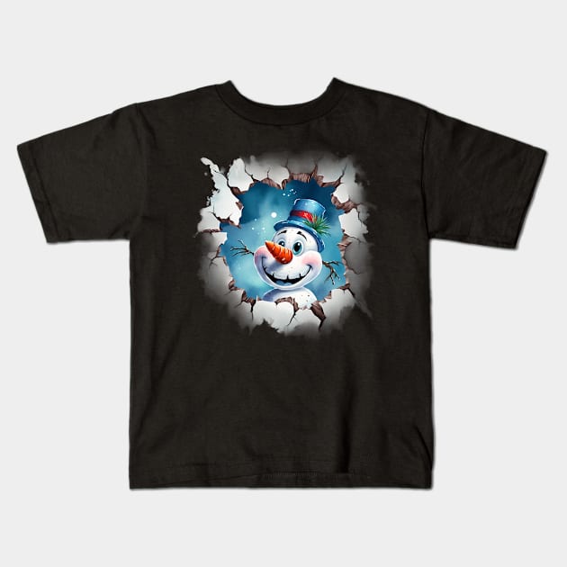 Funny snowman Kids T-Shirt by ArtVault23